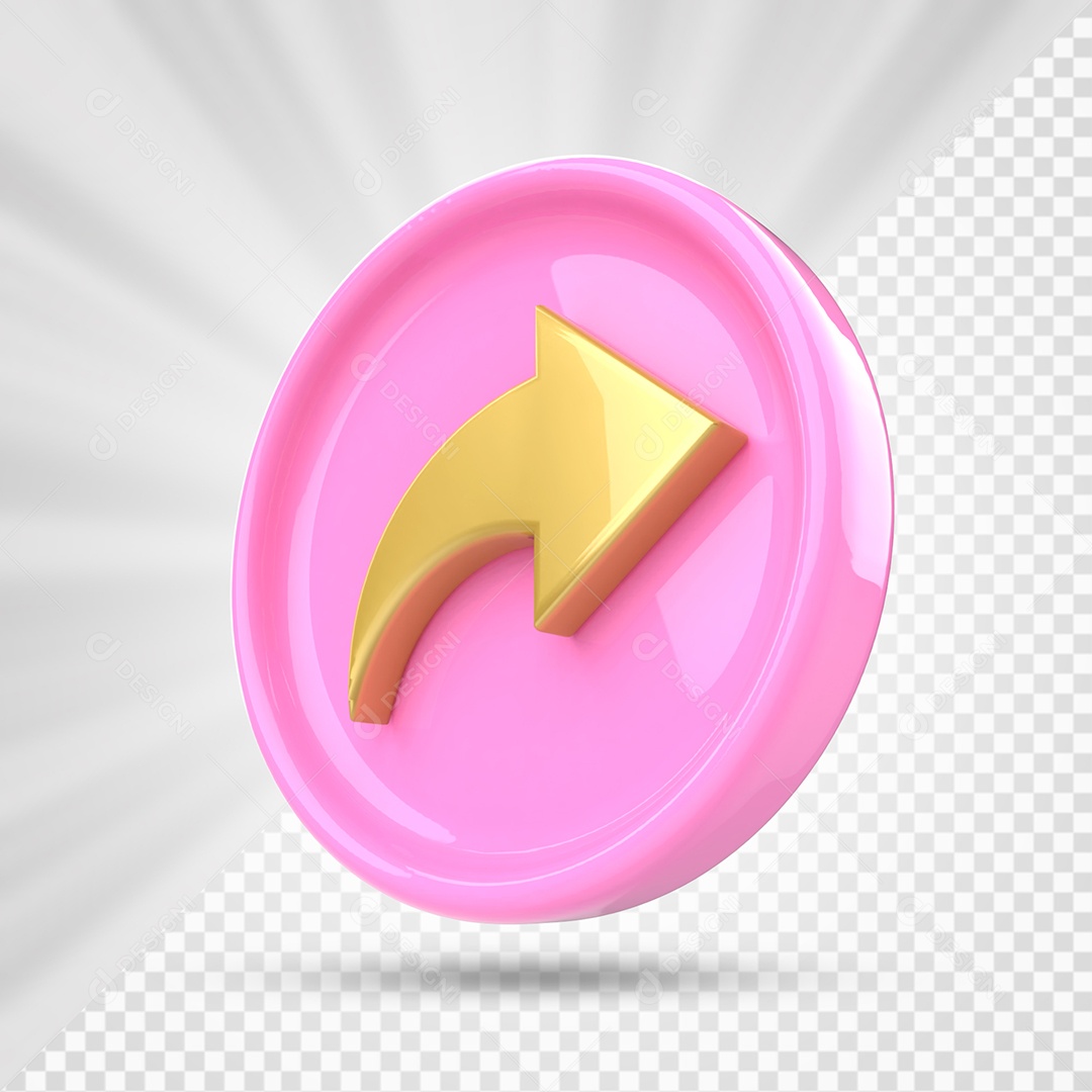 Ícone de Compartilhamento Rosa e Dourado de Redes Sociais Elemento 3D PSD