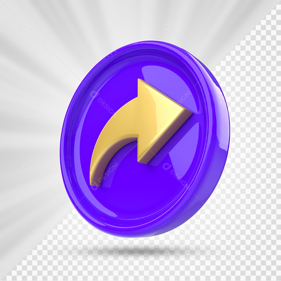 Purple and Gold Social Media Share Icon 3D Element PSD