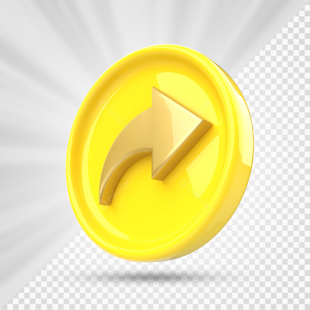 Ícone de Compartilhamento Dourado e Amarelo de Redes Sociais Elemento 3D PSD