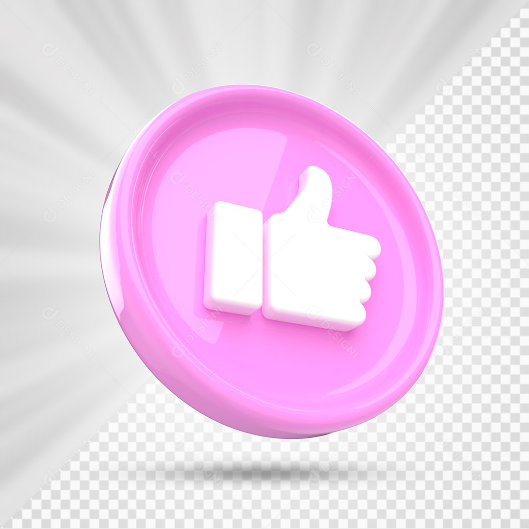 Like do Facebook Rosa e Branco Elemento 3D para Composição PSD