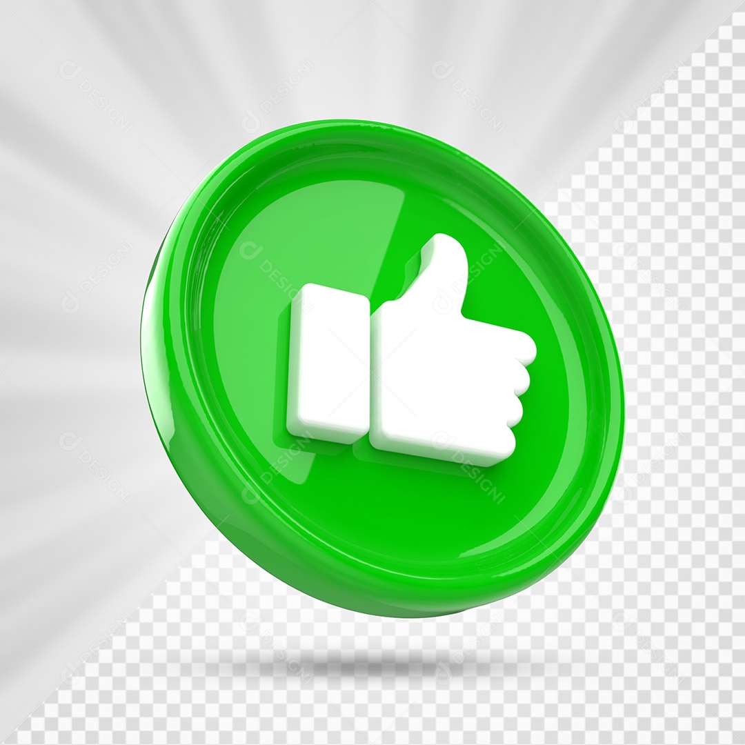 Like do Facebook Verde e Branco Elemento 3D para Composição PSD