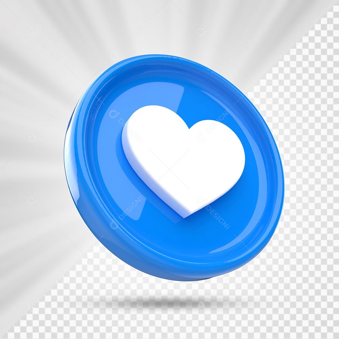 Like do Instagram Azul e Branco Elemento 3D para Composição PSD