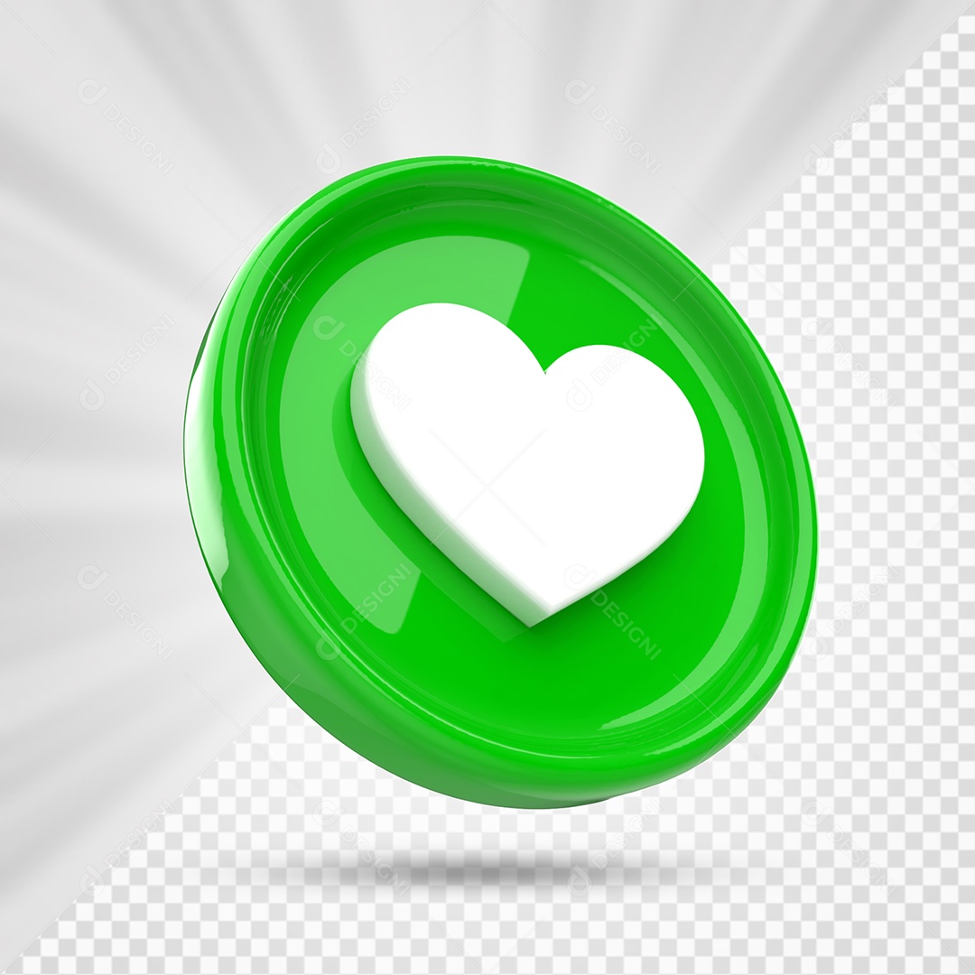 Like do Instagram Verde e Branco Elemento 3D para Composição PSD