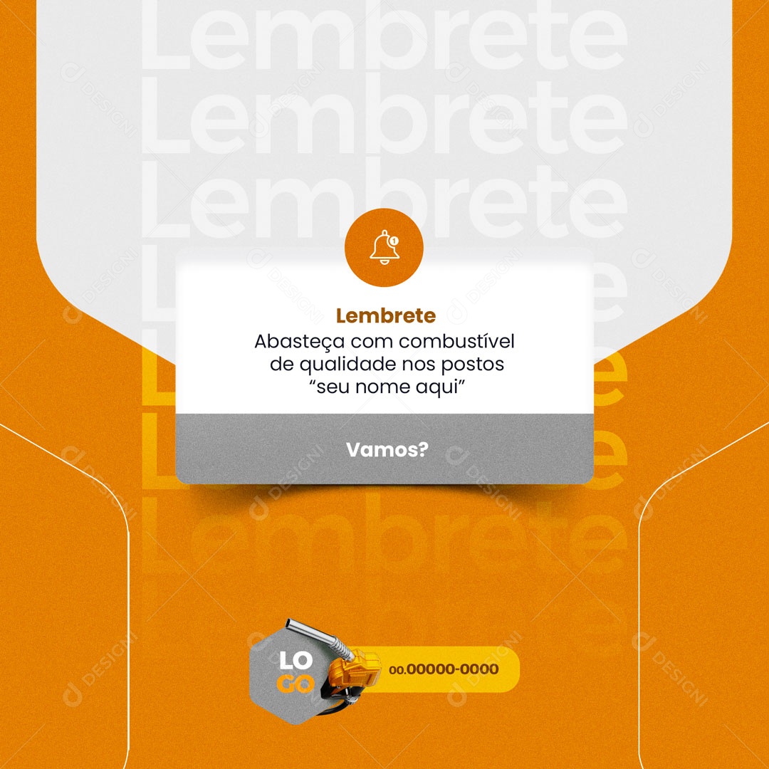 Lembrete Abasteça com Combustível de Qualidade! Posto de Combustível Social Media PSD Editável