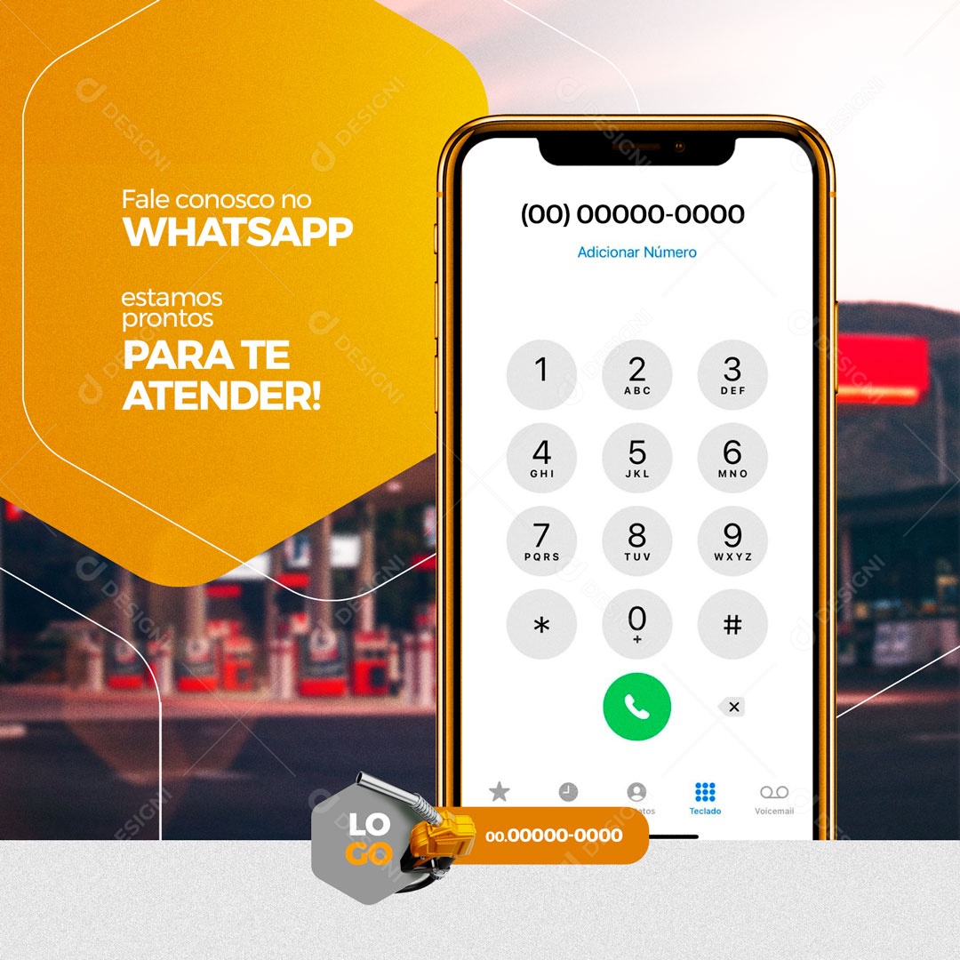 Fale Conosco no Whatsapp Estmos Prontos para te Atender! Posto de Combustível Social Media PSD Editável