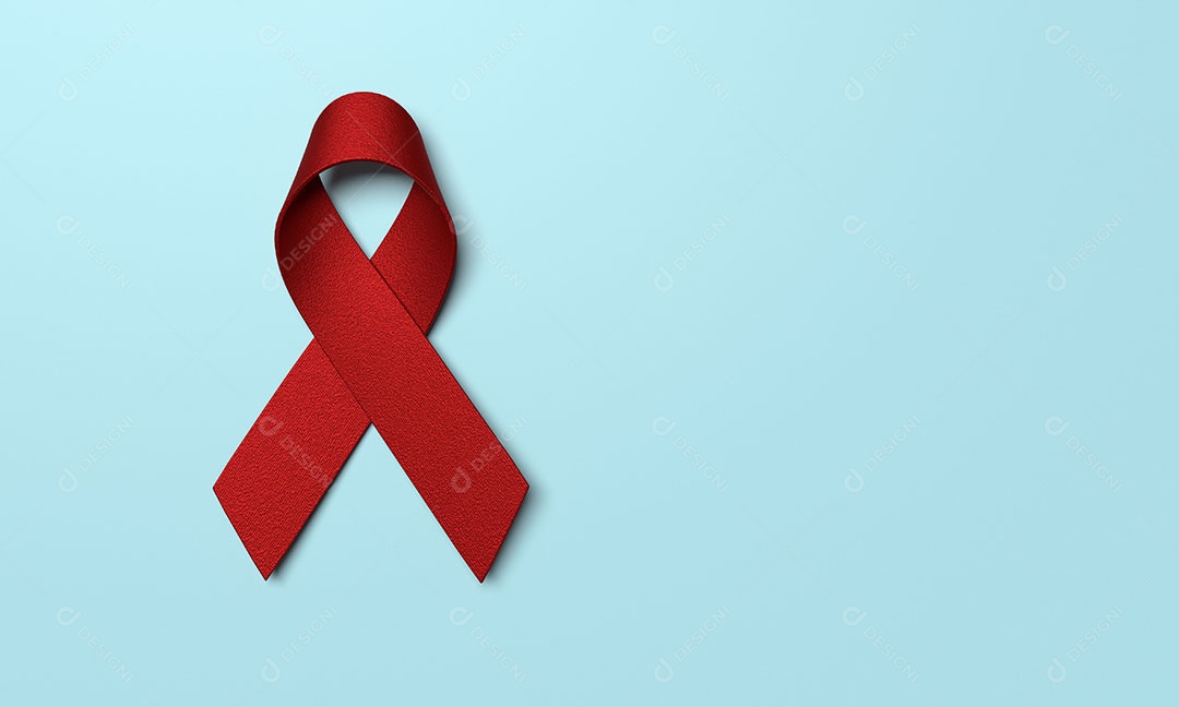 Conscientização para aids HIV câncer representado por fita vermelha