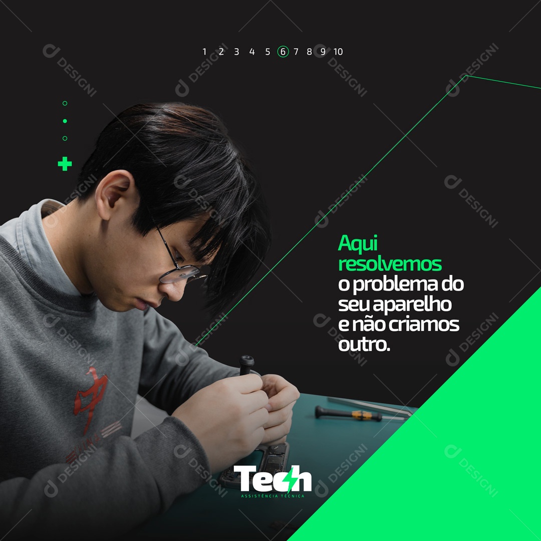 Assistência Técnica e Conserto de Celulares Social Media PSD Editável