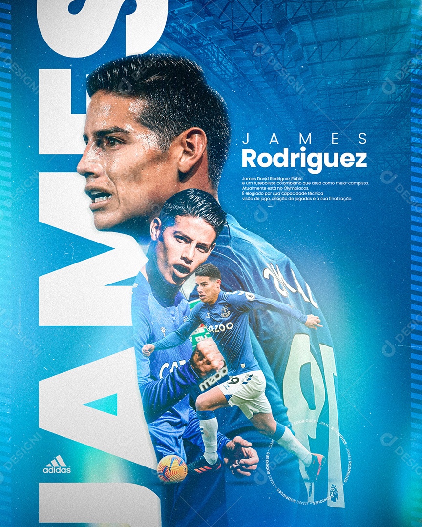 Flyer Jogador de Futebol James Rodrigues Social Media PSD Editável