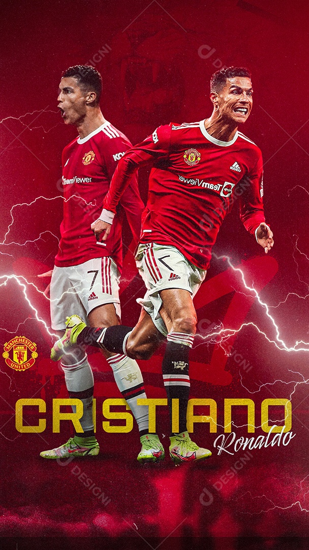 Flyer Jogador de Futebol Cristiano Ronaldo Story Social Media PSD Editável