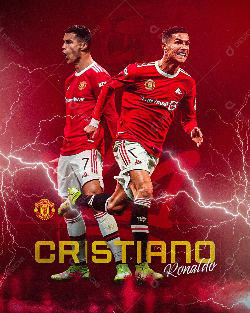 Flyer Jogador de Futebol Cristiano Ronaldo Social Media PSD Editável
