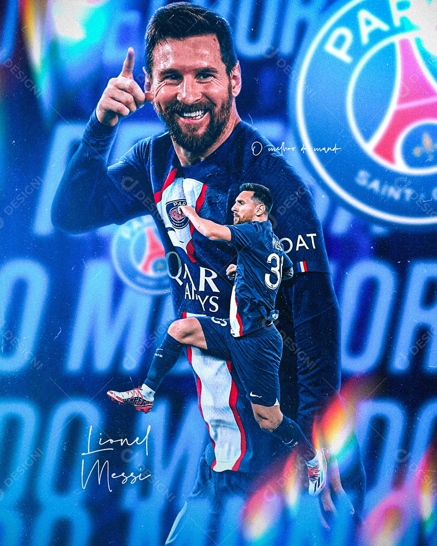 Flyer Jogador de Futebol Lionel Messi Social Media PSD Editável