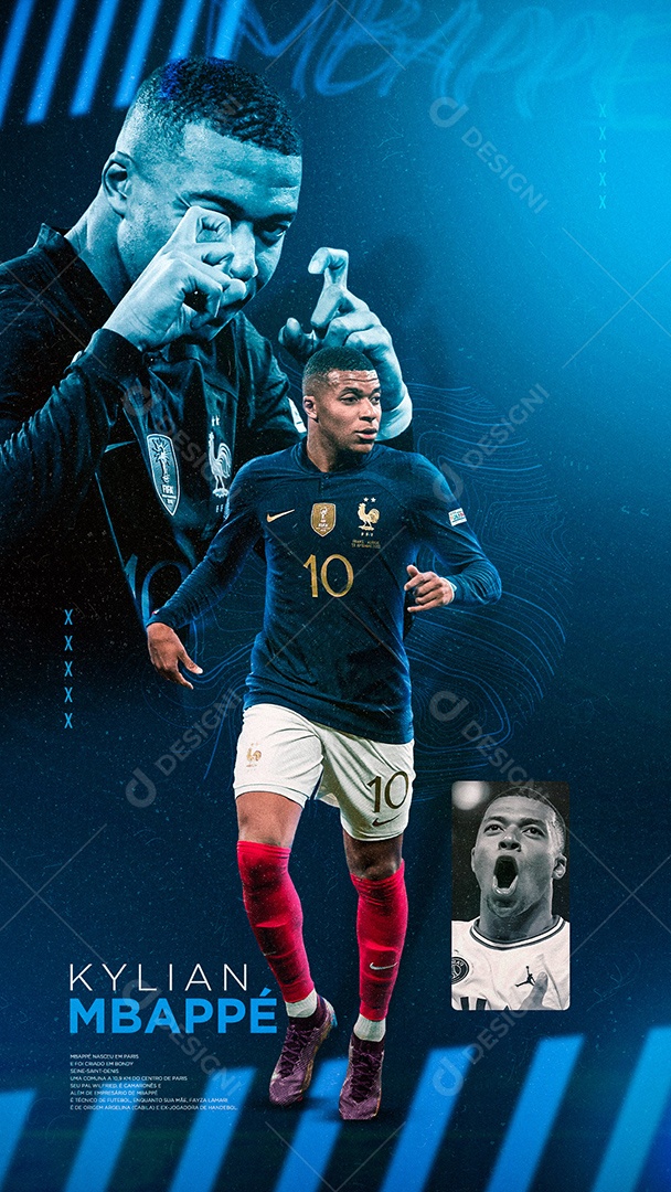 Flyer Jogador de Futebol Kylian Mbappé Story Social Media PSD Editável