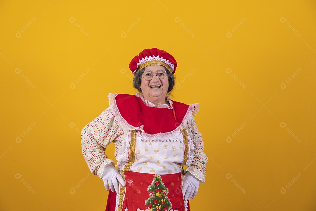 Mamãe Noel sorridente Feliz Natal sobre fundo isolado