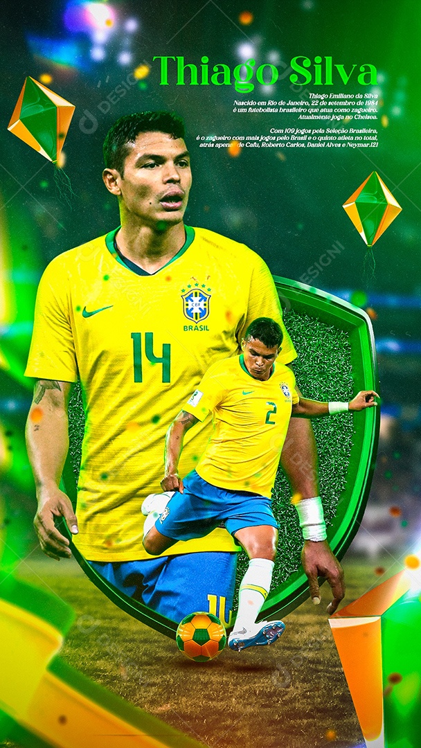 Flyer Jogador de Futebol Thiago Silva Story Social Media PSD Editável