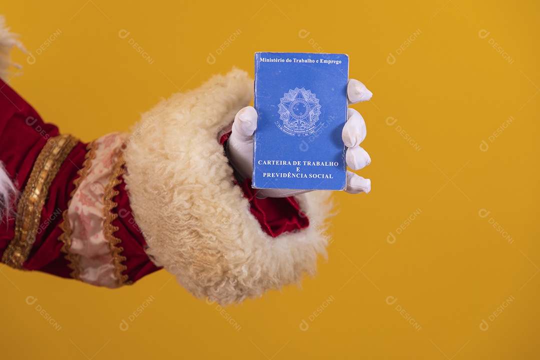 Mãos de pessoa segurando carteira de trabalho