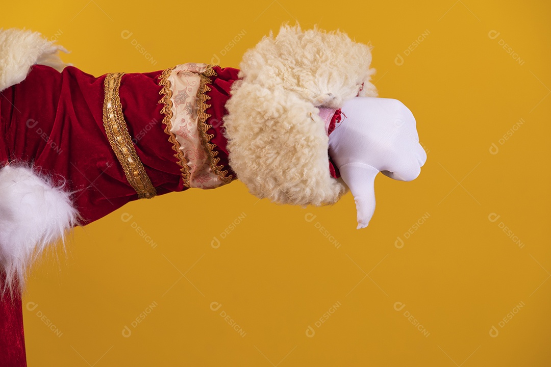 Mãos luvas branca fazendo gestos expressões fundo isolado amarelo