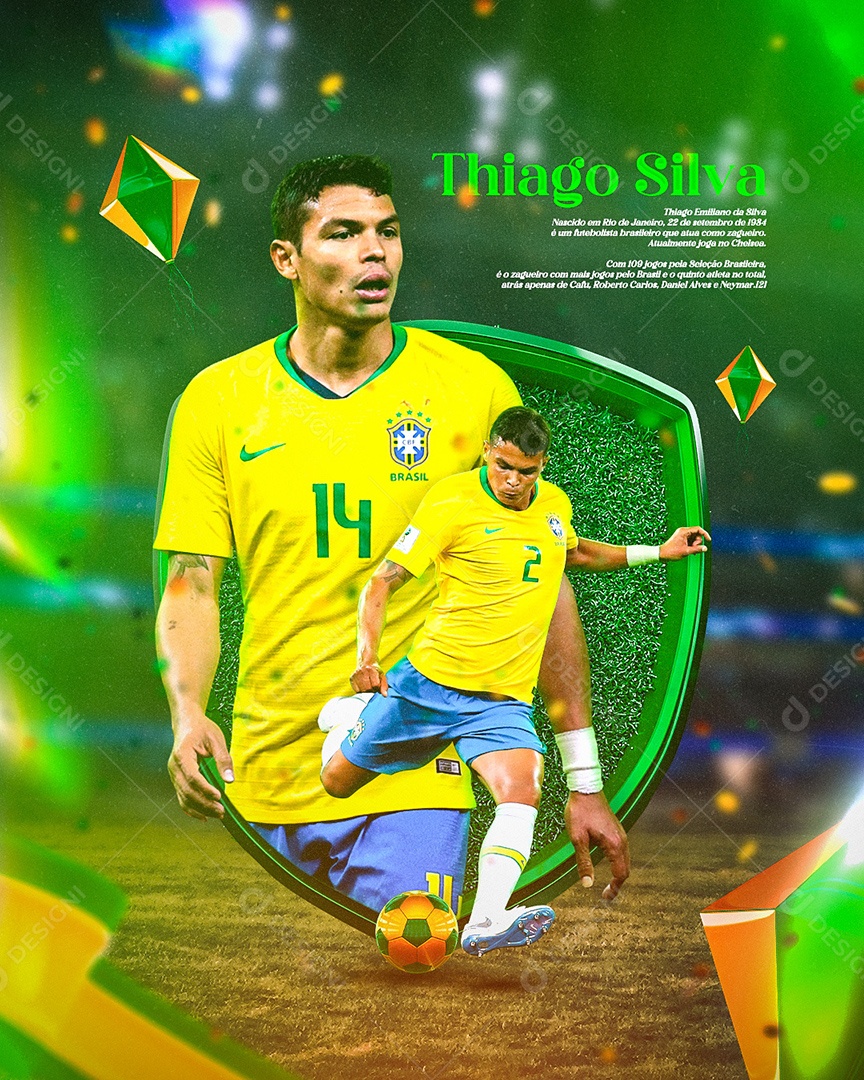 Flyer Jogador de Futebol Thiago Silva Social Media PSD Editável