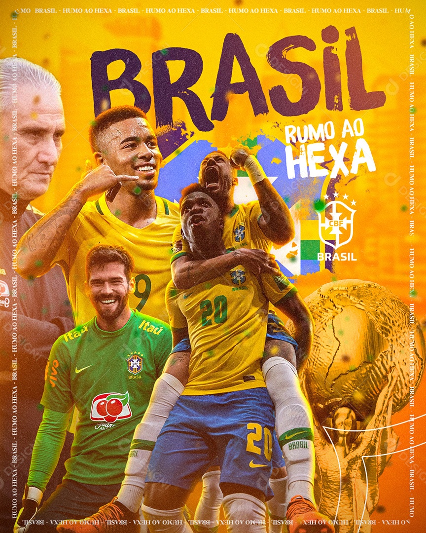 Flyer Brasil Rumo Ao Hexa Social Media PSD Editável