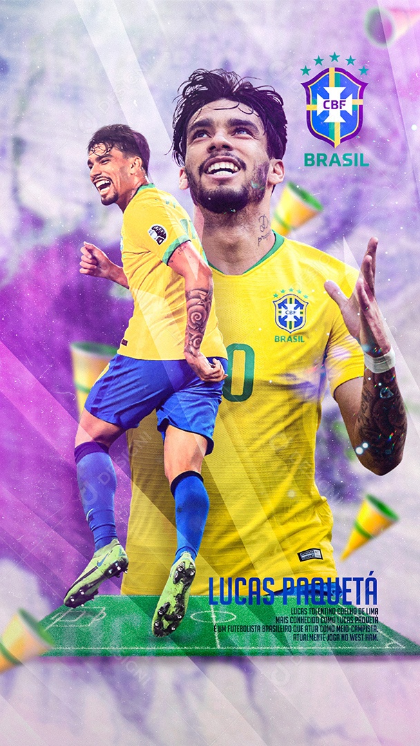 Flyer Jogador de Futebol Lucas Paquetá Story Social Media PSD Editável