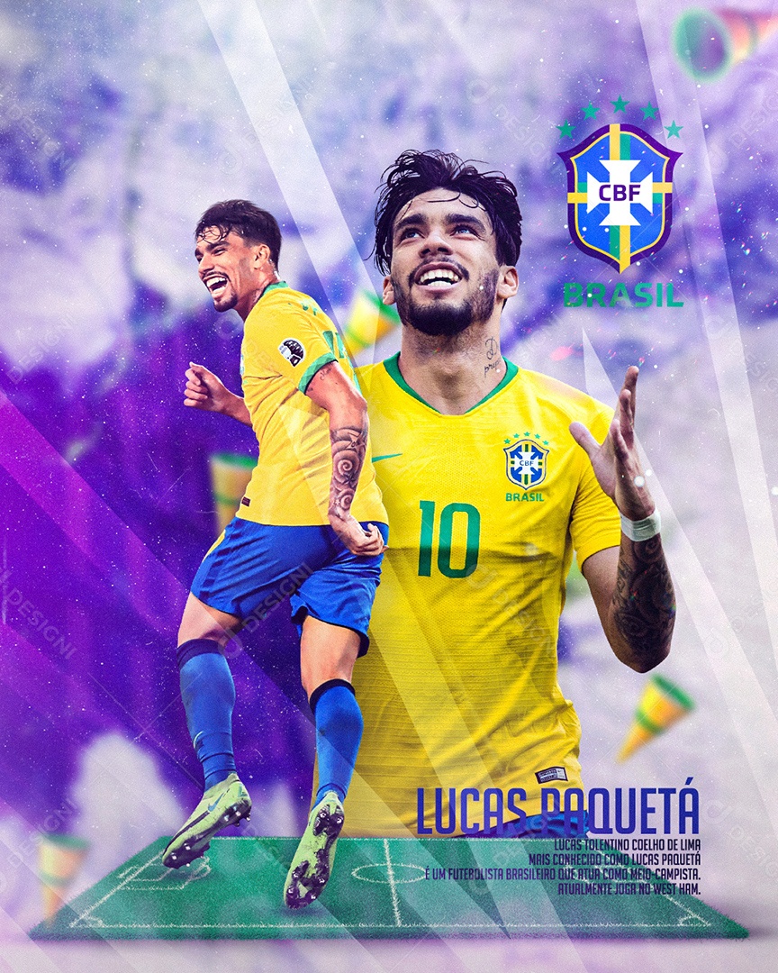 Flyer Jogador de Futebol Lucas Paquetá Social Media PSD Editável