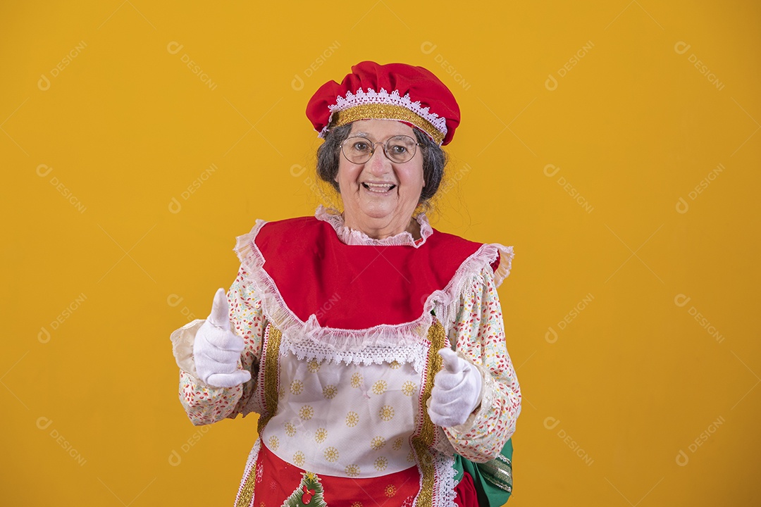 Mamãe Noel sorridente Feliz Natal sobre fundo isolado