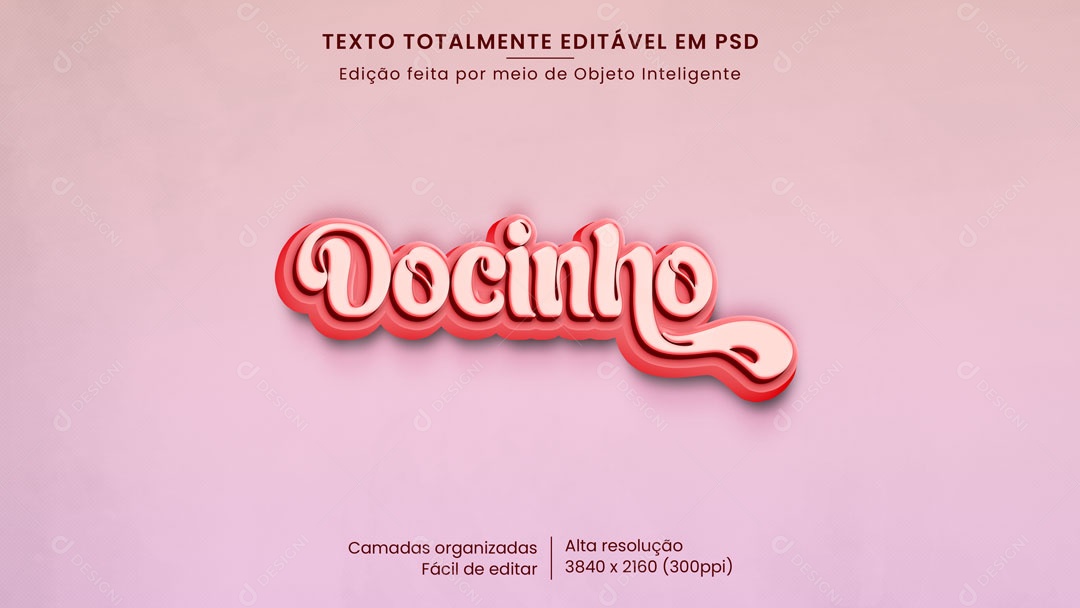 Efeito de Texto 3D Docinho PSD Editável