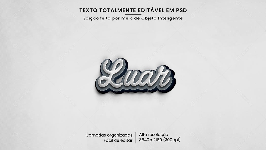 Efeito de Texto 3D Luar PSD Editável