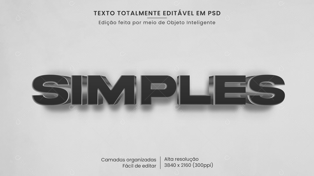 Efeito de Texto 3D Simples PSD Editável