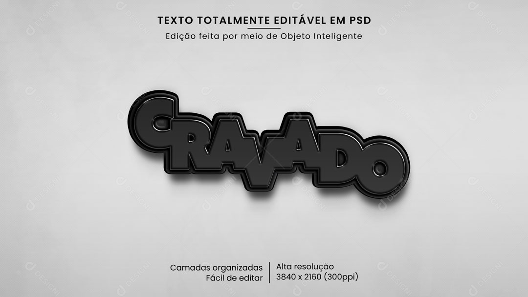 Efeito de Texto 3D Cravado PSD Editável