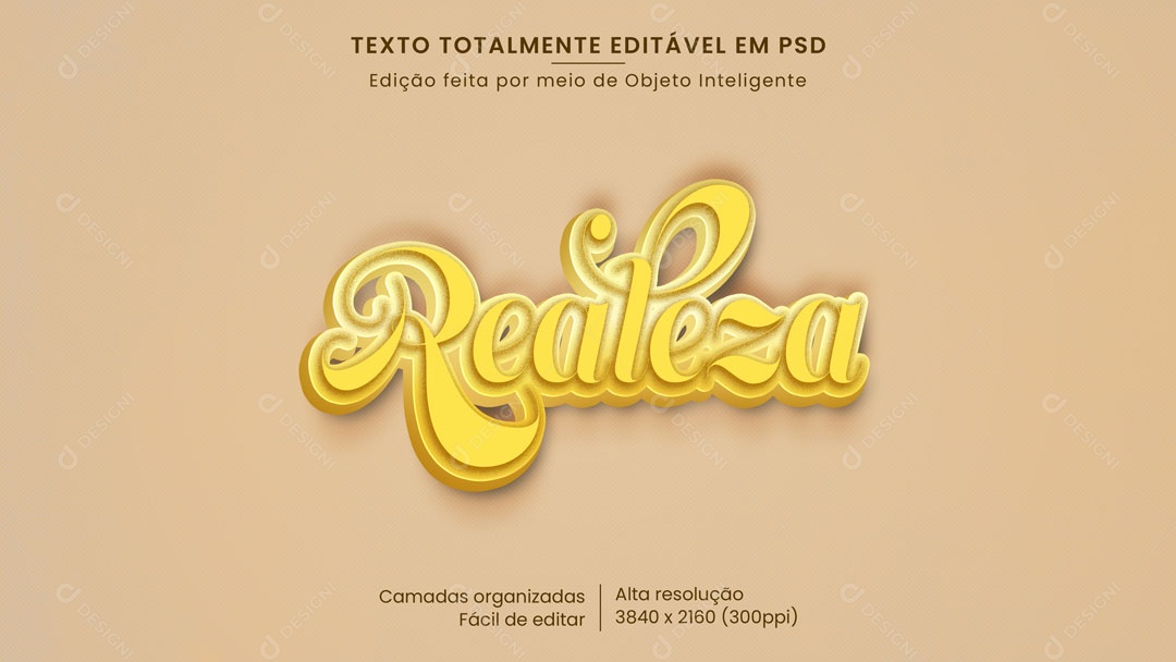 Efeito de Texto 3D Realeza PSD Editável