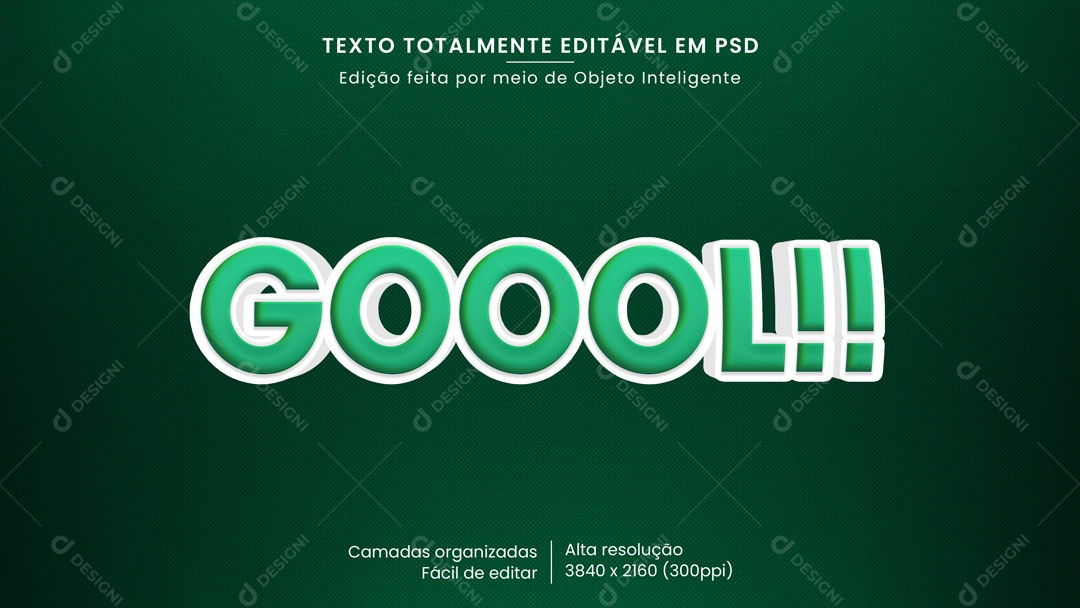 Efeito de Texto 3D Goool!! 2022 PSD Editável