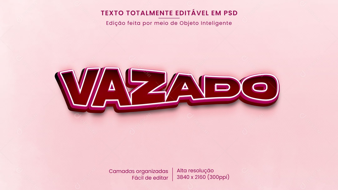 Efeito de Texto 3D Vazado PSD Editável