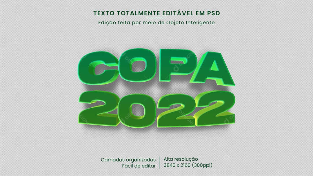 Efeito de Texto 3D Copa 2022 PSD Editável