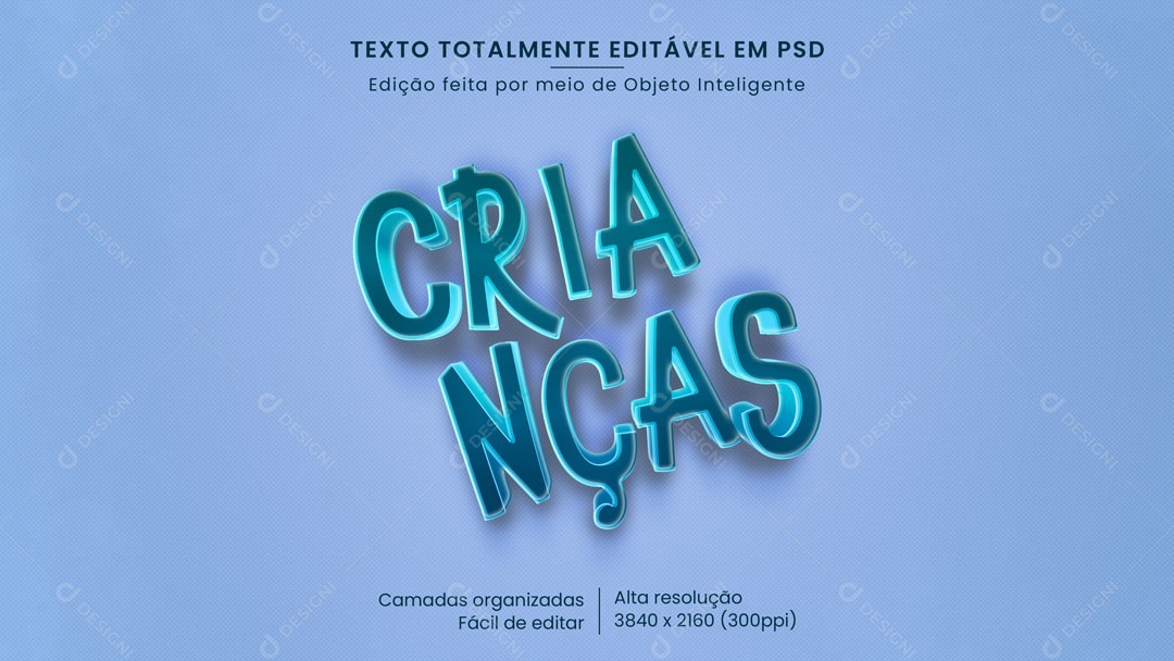 Efeito de Texto 3D Crianças PSD Editável