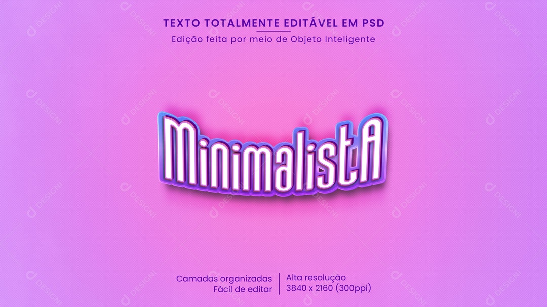 Efeito de Texto 3D Minimalista PSD Editável