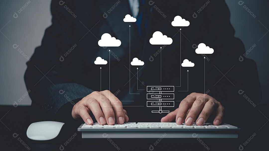 Tecnologia de diagrama de computação em nuvem. Rede de armazenamento de dados