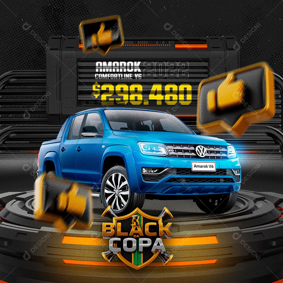 Amarok Comfortline V6 Black da Copa Concessionária Social Media PSD Editável