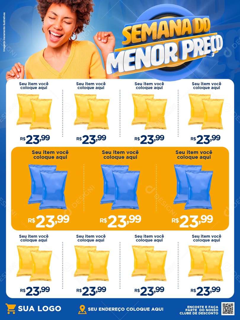 Social Media Encarte Semana do Menor Preço Supermercado Ofertas PSD Editável