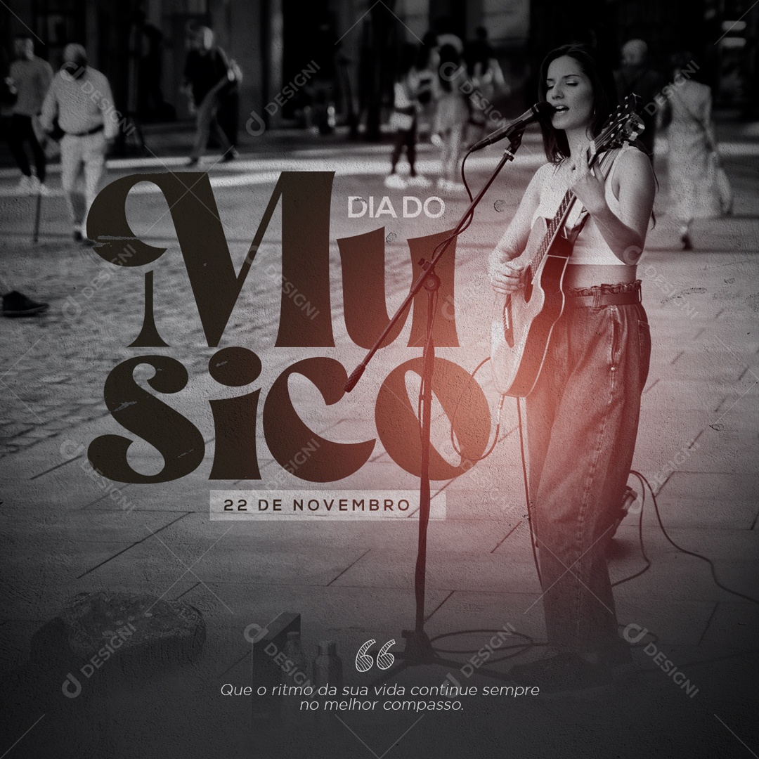 Social Media Dia do Musica Com Texto de Inspiração PSD Editável