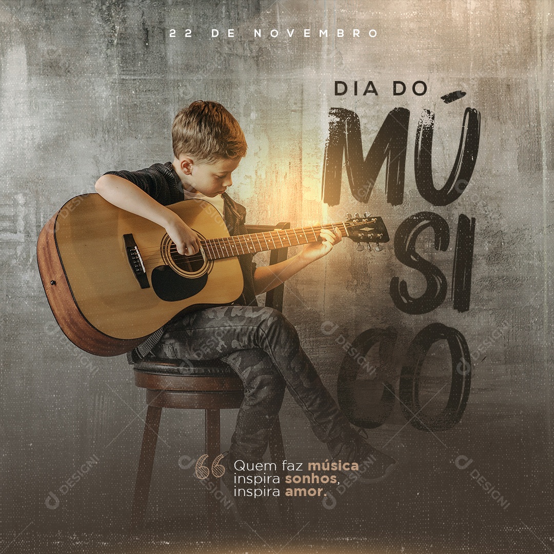 Social Media Dia do Musico 22 de Novembro PSD Editável