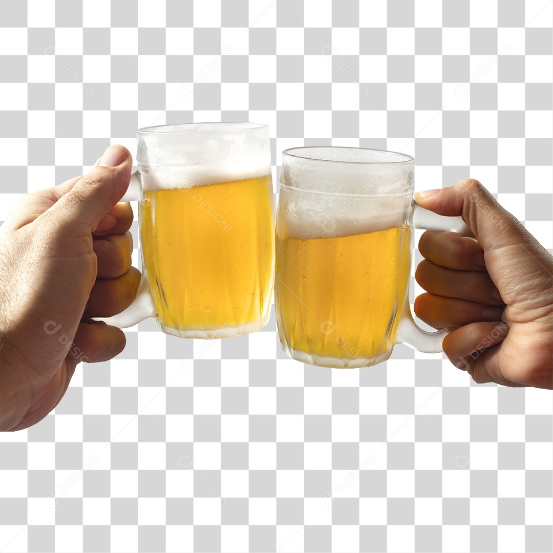 Mãos com Copo de Cerveja PNG Transparente