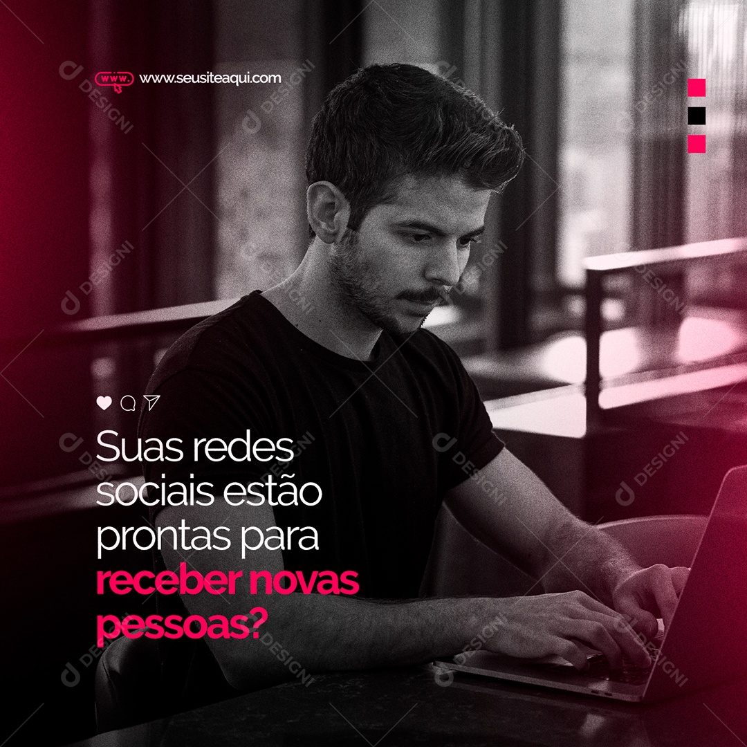 Suas Redes Sociais estão Prontas para Receber Marketing Digital Social Media PSD Editável