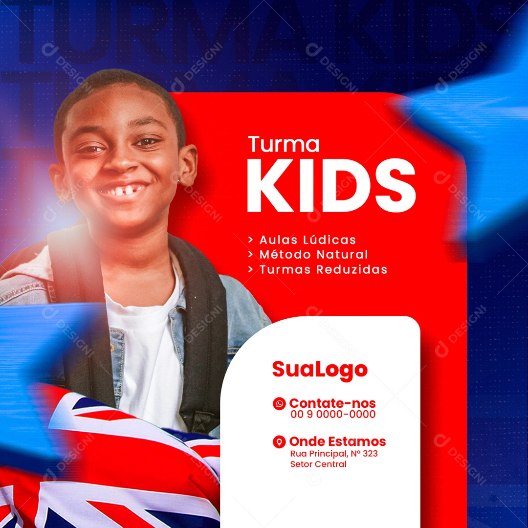 Turma Kids Aulas Escola de Idiomas Social Media PSD Editável