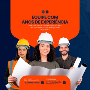 Equipe com Anos de Experiência Engenharia Social Media PSD Editável