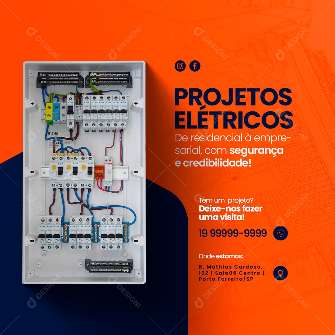 Projetos Elétricos Engenharia Social Media PSD Editável