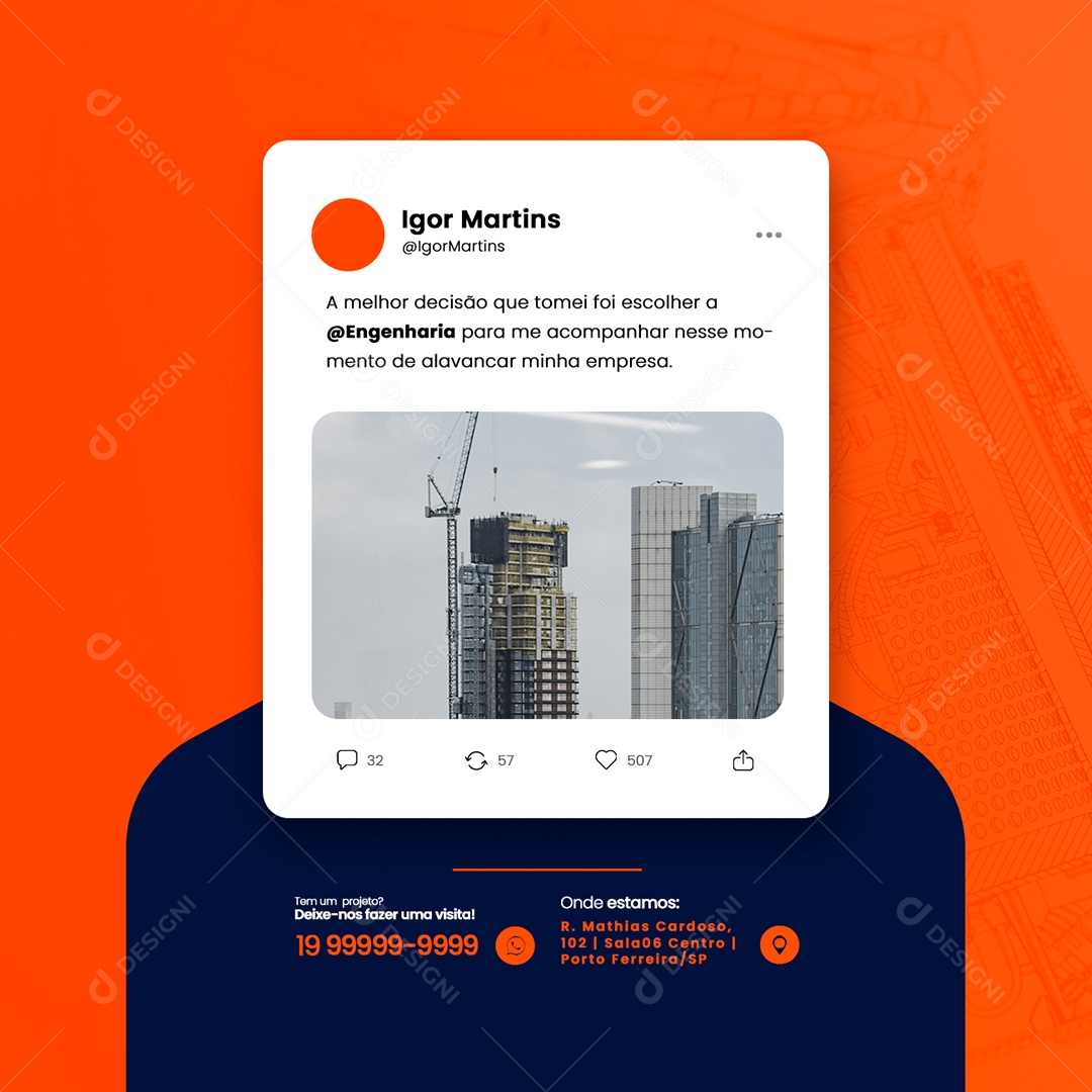 A Melhor Decisão que Tomei Foi Escolher Engenharia Social Media PSD Editável