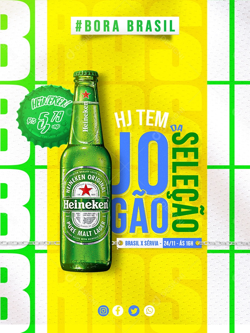 Social Media Bora Brasil Hoje Tem Jogão da Seleção Story PSD Editável