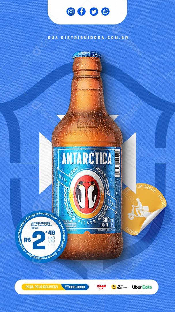 Social Media Cerveja Antarctica Pilsen Story PSD Editável