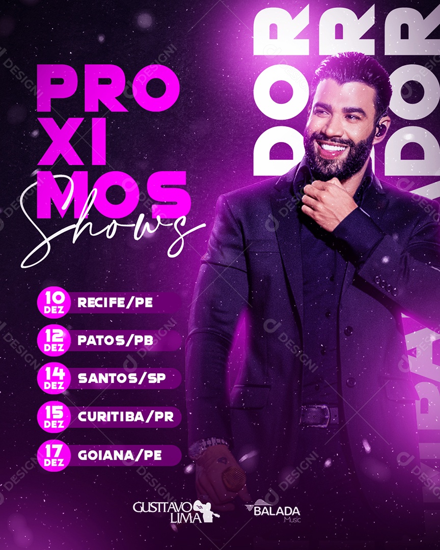 Social Media Flyer Próximos Shows Gusttavo Lima PSD Editável