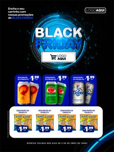 Encarte Black Friday Encha o Seu Carrinho Supermercado Social Media PSD Editável